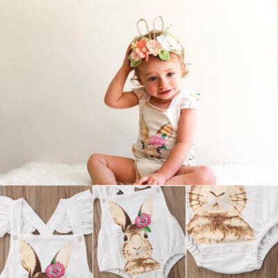 

Newborn Toddler Baby Girl Rabbit Print Romper Jumpsuit Playsuit Clothes Sunsuit