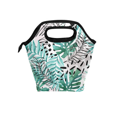 

Lunch Bag Tote Bag Green Leaves Travel Picnic Organizer Lunch Holder Handbags Lunch Bag Box for Office