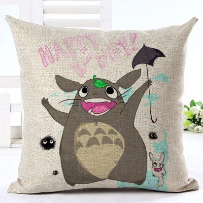 

Hayao Miyazaki Style 4545cm Home Decorative Pillow Totoro Printed Throw Pillow Car Home Decor Linen Cotton Cushion Cojines