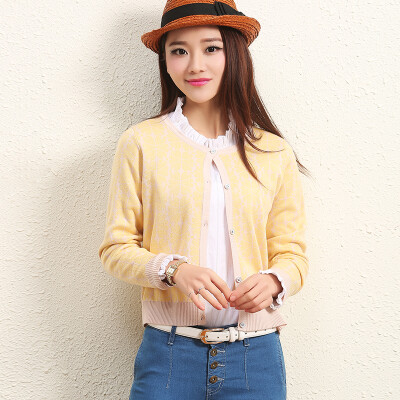 

Ouhuai (OUHUAI) sweater women's cardigan Korean Slim fashion solid color girls jacket 606 yellow  code