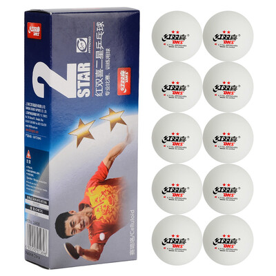 

Red Double Happiness DHS White Two Star 40mm Training Competition Table Tennis 10 Pack 1840B0