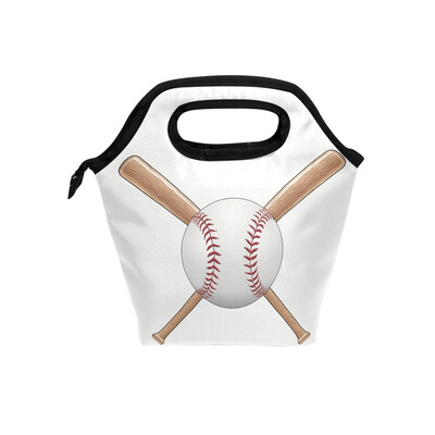 

Baseball Lunch Bag Tote Travel Picnic Insulated Handbags Portable Zipper Lunch Bag Box