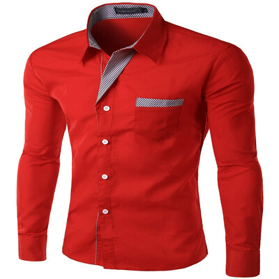 

New Arrivals Europe Size Men Shirts Slim Fit Solid Long Sleeve British Style Cotton Mens Shirt