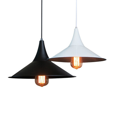 

Baycheer HL478962 White Finish Hanging Pendant Round Flared Metal Shade