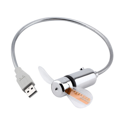 

Mini Flexible Gooseneck LED Clock USB Fan For PC Notebook Time Display Cool