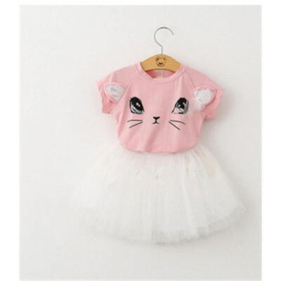 

Kids Baby Girls Outfits Clothes T-shirt Tops Tutu Dress Skirt Summer 2PCS Sets