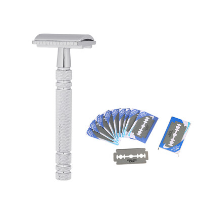 

Double Edge Safety Razor Stainless Steel Manual Shaving Razor Traditional Razor With 20pcs Blades Mens Shaving Tool Set