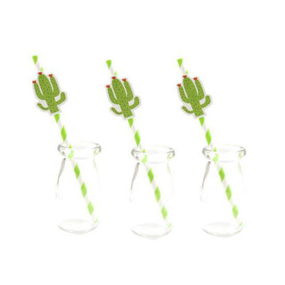 

UpperX 10X Cactus paper DIY straw Summer Party Decor Hawaiian Party green