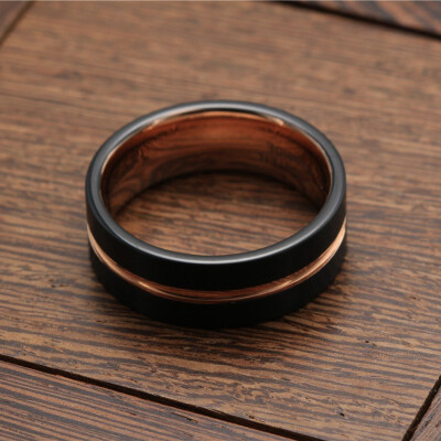 

bdx Fashion Black&rose gold Tungsten steel Ring Wedding Bands 8MM Tungsten Carbide Rings for Men Jewelry Dropshipping