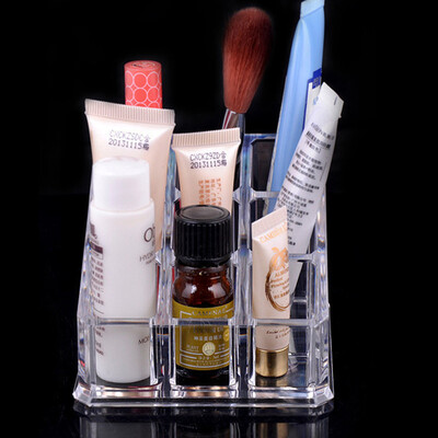 

Bingyou transparent cosmetic storage box six-hole round cosmetic box desktop makeup box dressing table lipstick rack jewelry finishing box