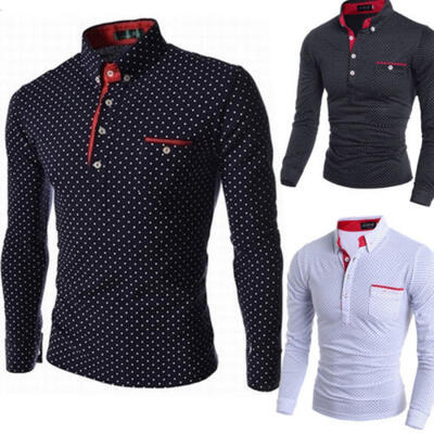 

Fashion Men Casual Long Sleeve Slim Fit Tops Blouse T-Shirts Button Pullover USA