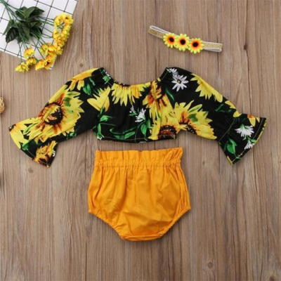 

AU Stock Toddler Baby Girls Sunflower Tops T-shirt Pants Shorts Outfits Clothes