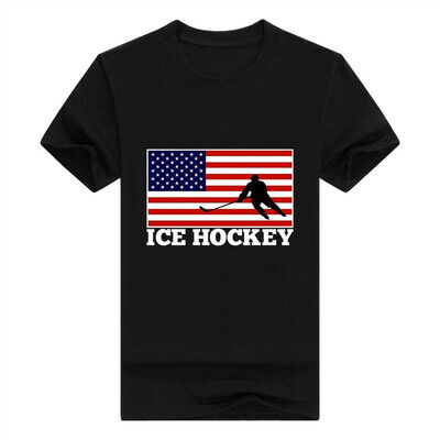 

American Pride Ice Hockey United States Flag T-Shirt