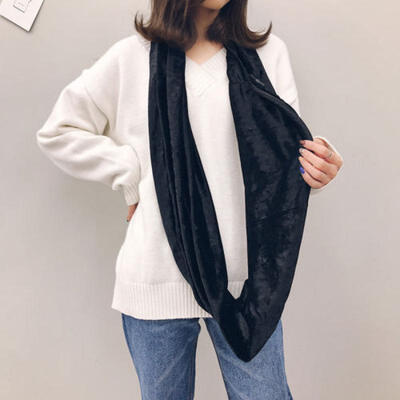 

US Fashion Unisex Infinity Cotton Collar Scarves with Zipper Pocket Gift Travel