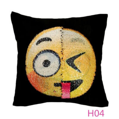 

Double-sided Emoji Mermaid Pillow Sequin Cover Sofa Cushion Case Home Decor Hot