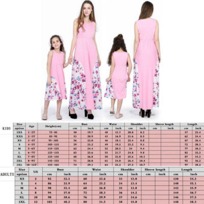 

Mother&Daughter Boho Floral Maxi Dress Outfits Mom Kids Casual Matching Set