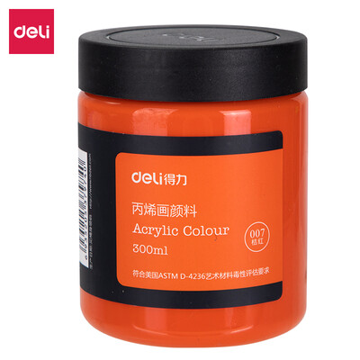 

Deli deli 300ml art painting acrylic paint hand-painted wall painting acrylic paint large bottle outdoor painted textile pigment 73875 orange red