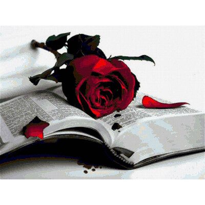 

UpperX Full Round Diamond 5D DIY Diamond Painting "Roses&books" Embroidery Cross Stitch Mosaic Home Decor