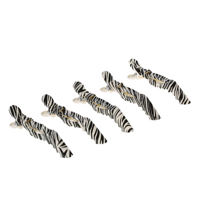 

Anself 5Pcs Croc Hair Clips Clamps Crocodile Hairdressing Salon Clamps Hair Sectioning Grip Clips Zebra Plastic Hair Styling Tool