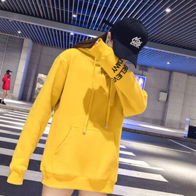 

JOY OF JOY 2018 autumn new Korean long-sleeved female student loose hooded head in the long sweater tide JWWY188349 yellow L