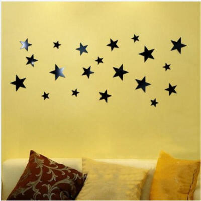 

3D Mirror Wall Sticker 20 Star DIY Art Mural Home Room Decor Acrylic Decals