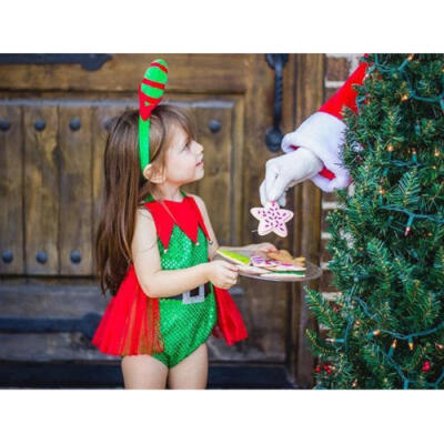 

Xmas Romper Newborn Baby Girl Lace Tutu Dress Tops Jumpsuit Bodysuit Clothes AU