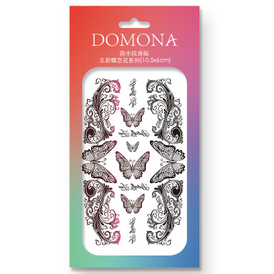 

DOMONA) Waterproof Tattoo Stickers Colorful Dielianhua Series 8 pieces (10.5x6cm) (waterproof breathable, butterfly, feathers, rose