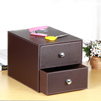 

Yapi Shi leather two pumping desktop file cabinet office supplies information cabinet boss office A4 file basket basket document finishing cabinet coffee needle