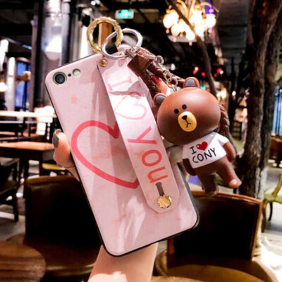 

For iPhone 7 Phone Cases 2018 new Arrival Fashion Covers Soft TPU With Wristband Kickstand Hand rope Small Bear case