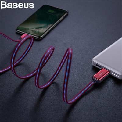 

Baseus LED 24A USB Cable for iphone  XR  Max 8 7 6 5 Qi Charging&Data Transfer Full line flash light Cable
