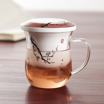 

Jingdong supermarket] rhyme Tang bone china ingot office cup transparent glass cups blue