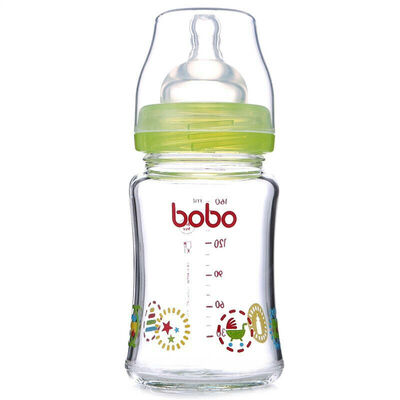 

Lebo bobo newborn baby wide mouth glass bottle 160ml green