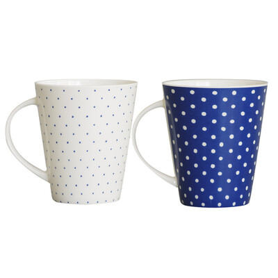 

Jingdong Supermarket Guibao Mug Cup Simple Geometry Series Blue&White White Bone Porcelain Creative Simple Coffee Cup Couple Water Cup Office Milk Cup Dot Set
