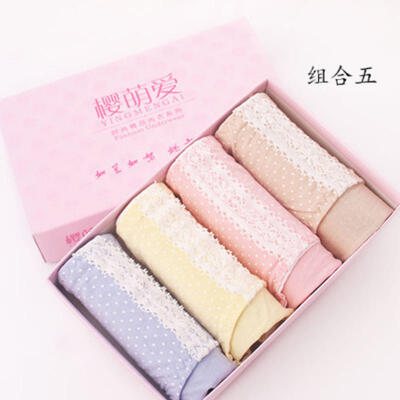 

Girl boxed panties high-grade lace female underwear briefs cute Polka Dot super soft comfortable cuecas gift box kawaii knickers