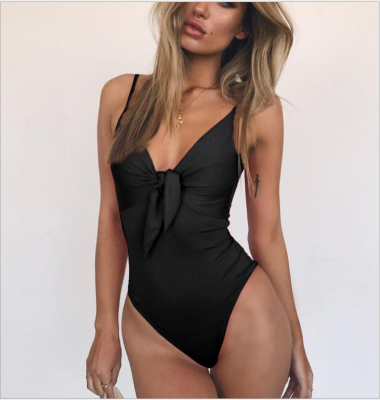 

2018 Sexy Women One Piece Bikini Monokini Swimsuits Deep V-Neck Backless Solid Swimwear Beach Wear