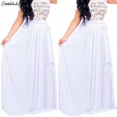 

Women Maxi Skirts Lady Retro Elastic Waist Girl Jupe Dress Chiffon 2 Layer Long