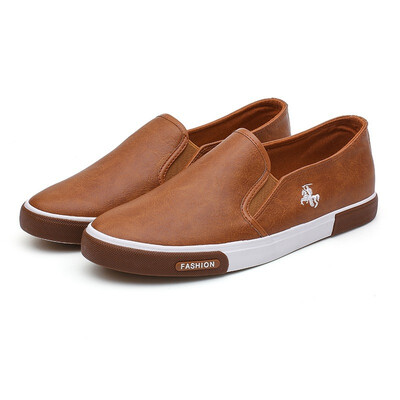 

NovelTeez Mens leather shoes retro four seasons shoes Korean version of the low to help a pedal lazy shoes business casual shoes