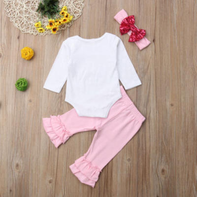 

Canis Newborn Baby Girls Tops Romper Bodysuit Long Pants Headband Outfit Clothes