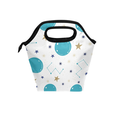 

Lunch Tote Bag Blue Dot Travel Picnic Insulated Lunch Handbags Portable Zipper Lunch Bag Box