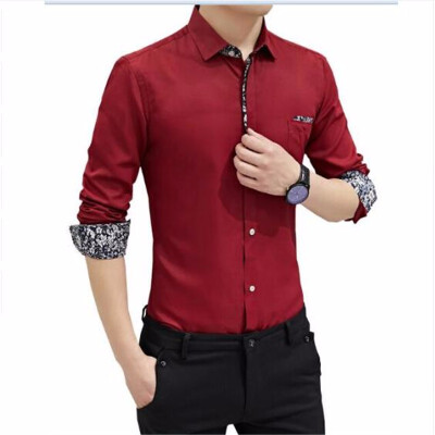 

2018 Autumn New Mens Shirt brand luxury mens casual long-sleeved short-sleeved dress shirt lapel floral shirt mens clothing