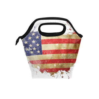 

Insulated Lunch Tote Bag Artistic Flag Travel Picnic Lunch Handbags Portable Zipper Lunch Bag Box