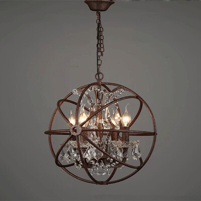 

Crystal Droplight Industrial Restoring Nordic Creative Wrought Iron Pendant Light E14