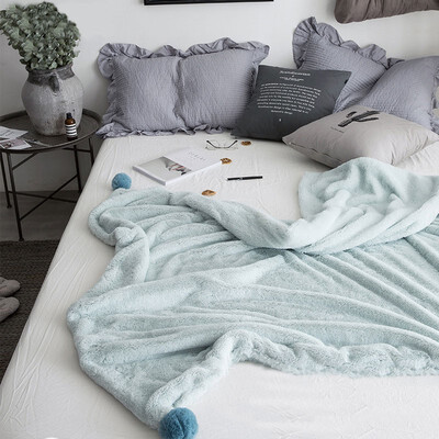 

NeillieN blanket knee blanketWarm cotton rabbit hair Bedding Throw Blanket nap Throw blanket with decorating ballCar Blanket