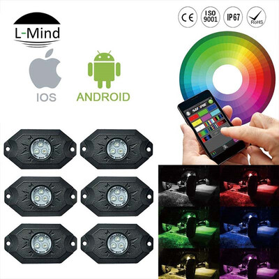 

6pcs waterproof off road upgrade wireless control led rgb rock lights