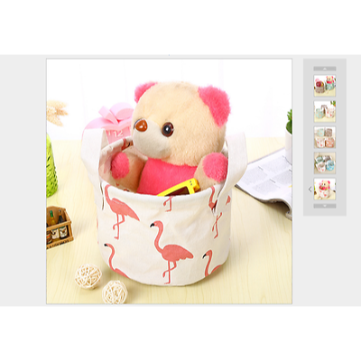

Foldable Cotton Linen Waterproof with handle desktop Storage Basket Box 1pcs