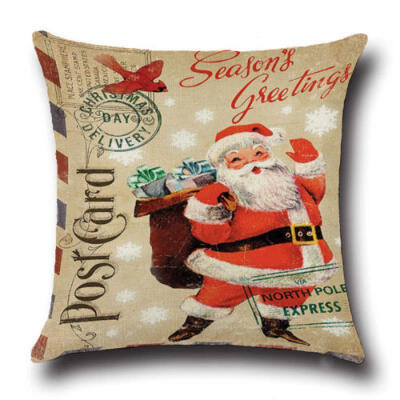 

Christmas Pillow Case Santa Cotton Linen Sofa Car Throw Cushion Cover Home Decor