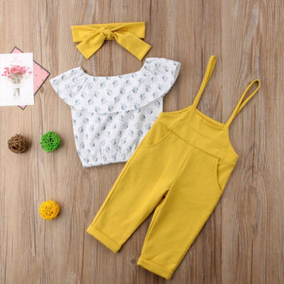 

Summer Kids Baby Girl Outfits Clothes Off Shoulder T-shirt Top Long Pants Set