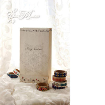 

8 Pcs Kraft Paper Xmas Party Holiday Cookies Present Gift Bag Luxury Wedding Bag
