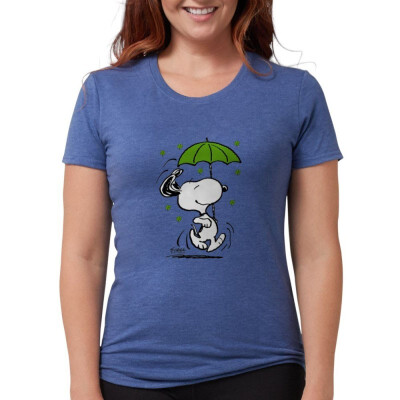 

CafePress - Snoopy Raining Clovers - Womens Tri-Blend T-Shirt