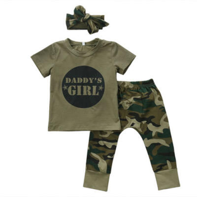 

Casual Newborn Infant Baby Boy Girl Camo T-shirt Tops Pants Outfits Set Clothes